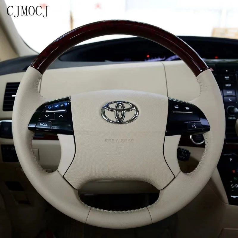 For Toyota Overlord Previa Hand Sewn Leather Steering Wheel Cove Car Interior Handle Cover Car Accessories