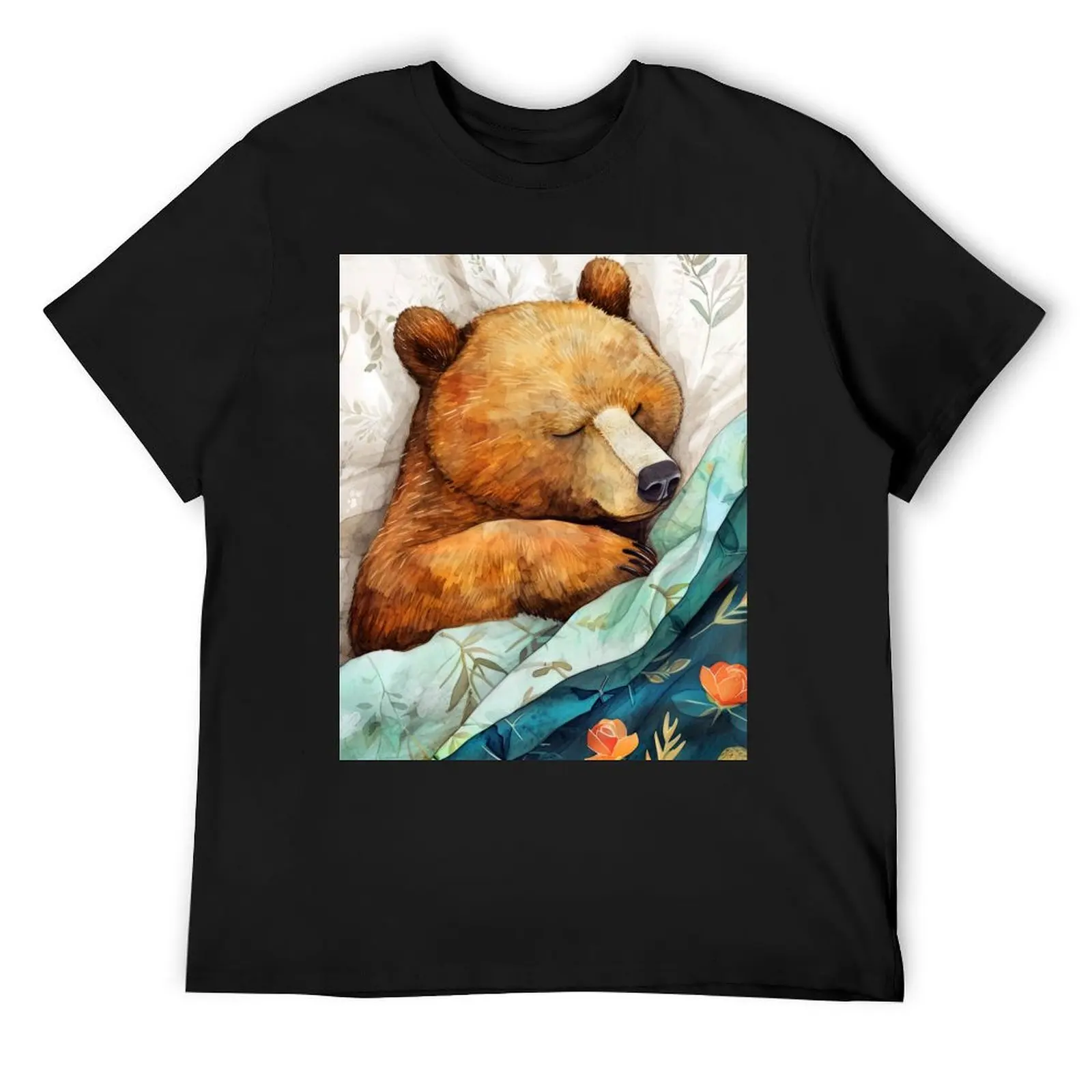 Bear portrait watercolor art #bear T-Shirt Short sleeve tee anime tshirt baggy shirts clothing for men