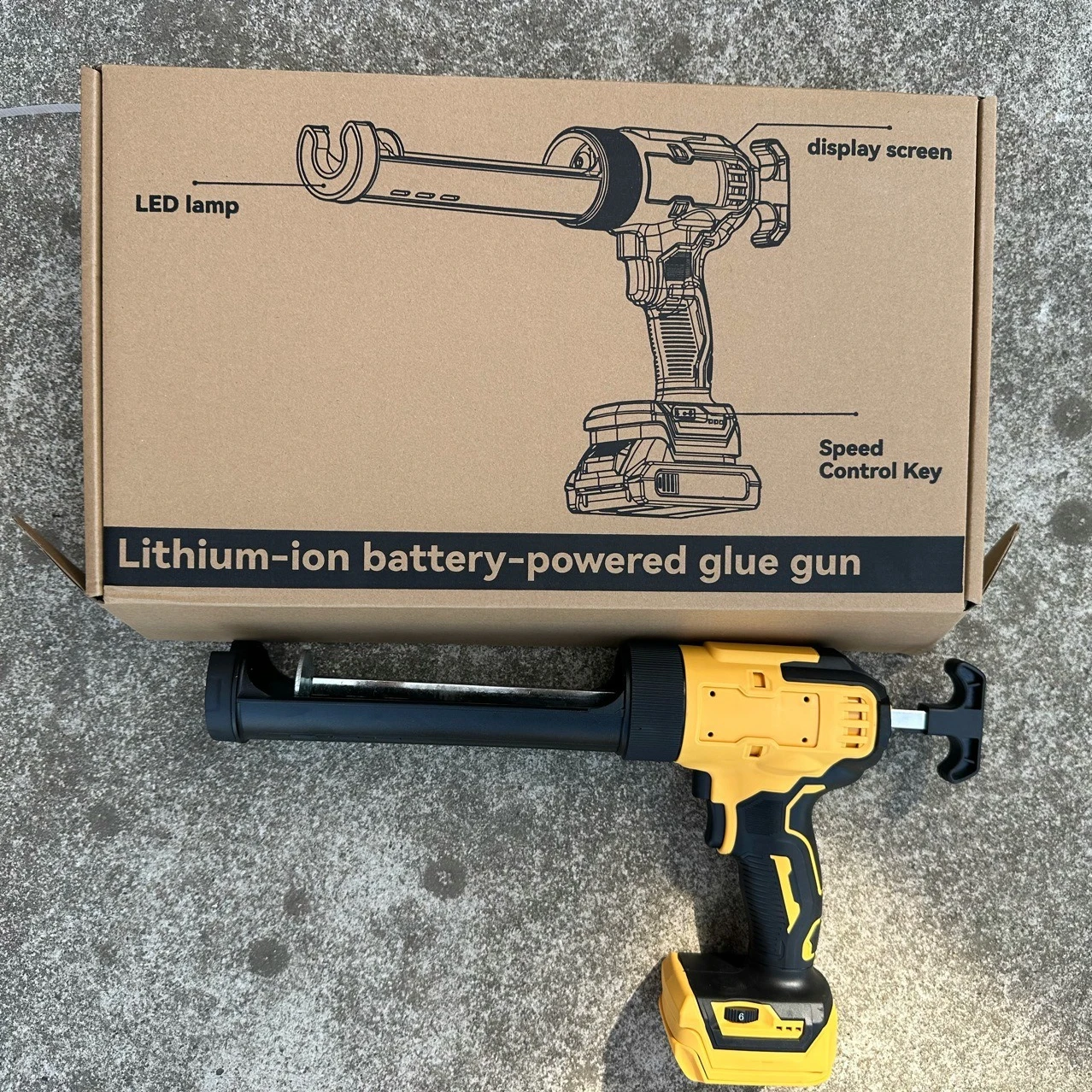 

20V 18V Battery Electric Caulking Gun 6 Gear Adjustable Speed Cordless Caulking Gun Glass LED Electric Silicone Gun