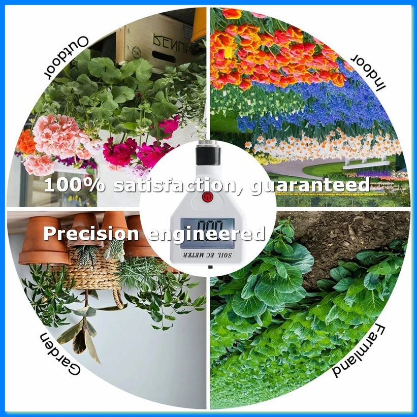 Professional Soil EC Meter 0-1999Us/cm High Precision Metal Probe ATC Conductivity Tester Detector for Flowers Farmland-A49I