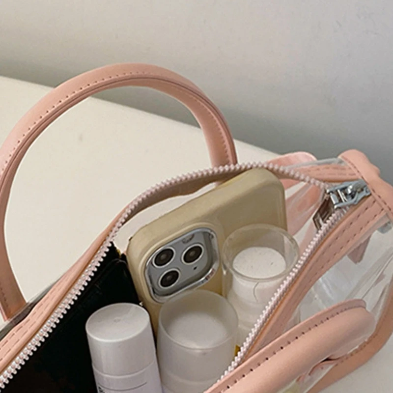 5 Colors Clear PVC Handbag Practical and Fashionable Shoulder Bag Transparent Crossbody Bag zipper 23x7.5x14cm