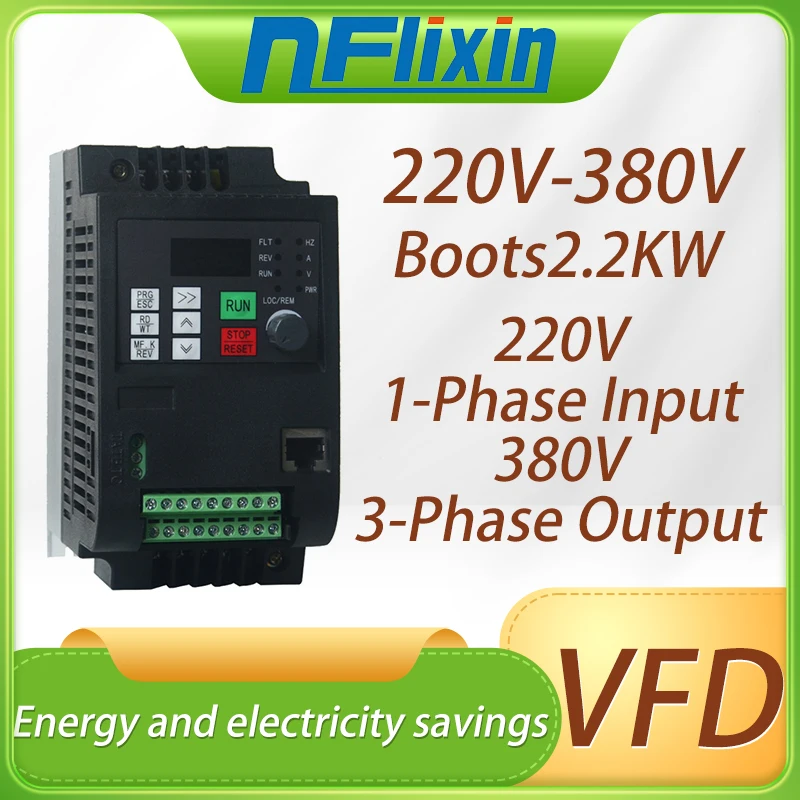 2.2KW-11KW 220V to 380V 3 Phase VFD Variable Frequency Inverter Converter Changer Variator for Motor Speed Control Invert