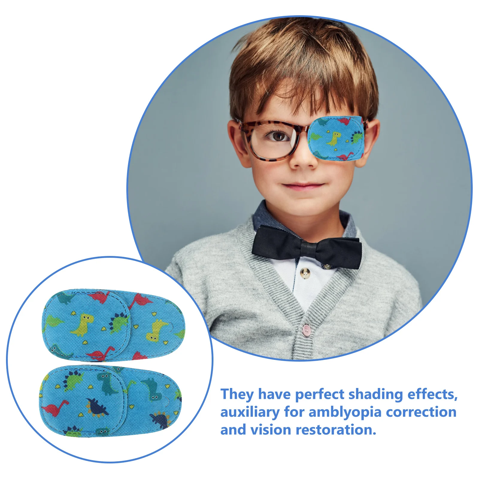 12Pcs Cartoon Eye Patches Elastic Soft Breathable Children Single Eye Covers for Strabismus Correction Cover for Glasses