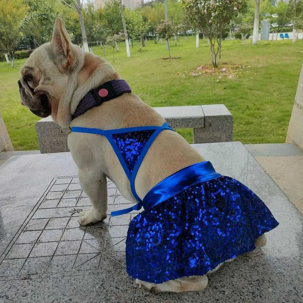 Pet Bikini Swimsuit Dogs Cat Sequin Decorated Bathing Suit Summer Clothes Costume Breathable Lace-up Beach Dressing Outfit Skirt