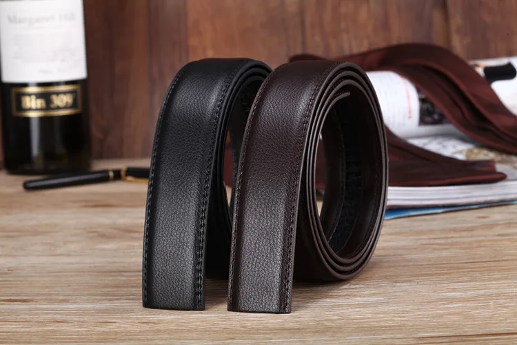 Herren-Gürtel mit 3,5 cm breitem, automatischem Verschluss, Gürtel ohne Schnalle, hochwertiger Gürtel aus PU-Leder für Herren, Jeansgürtel, breit. – Detail 1