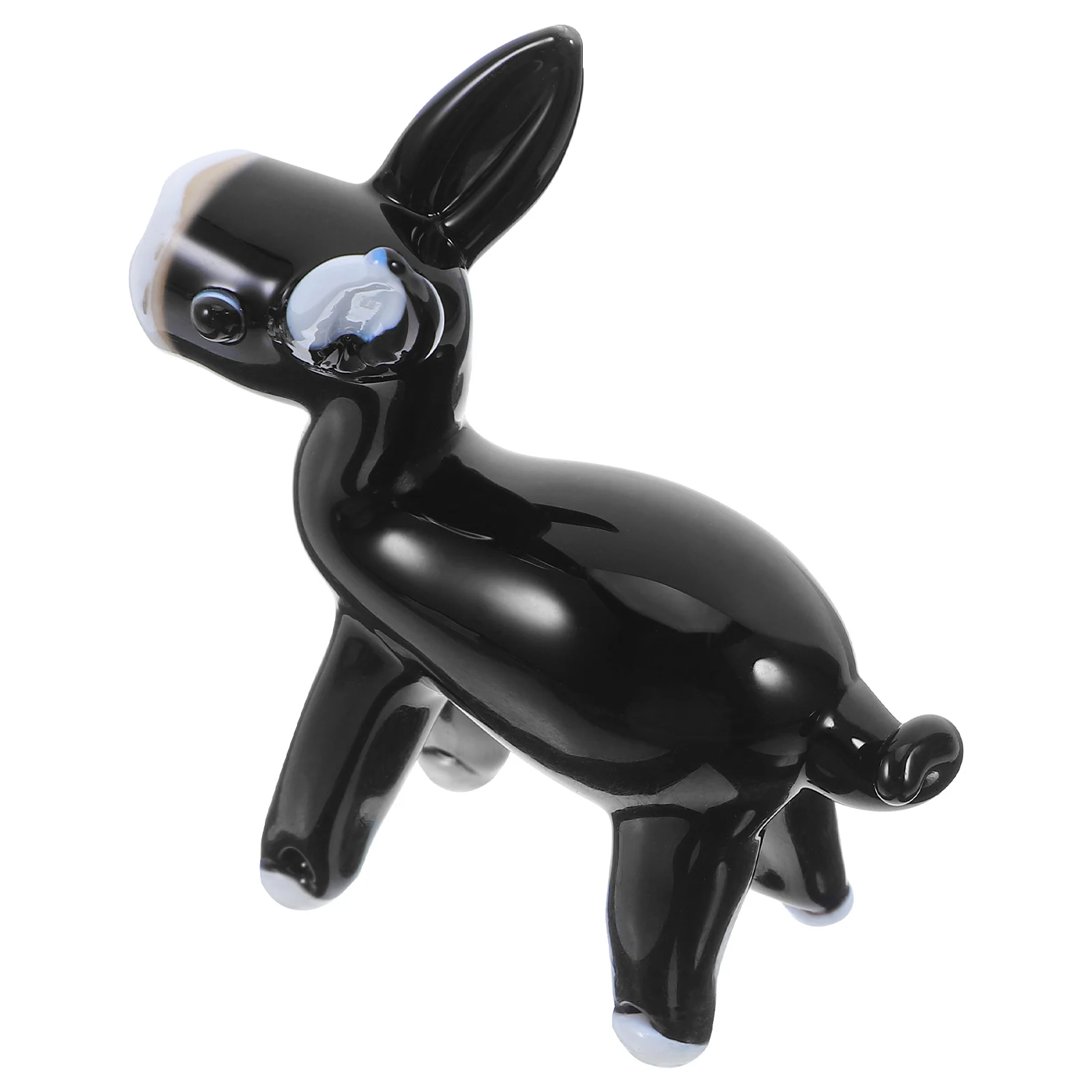 

Black Miniature Glass Donkey Art Sculpture Detailed Animal Figure for Office Desk Home Space Saver Decorative Object