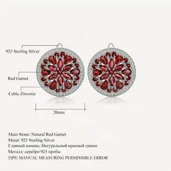 GEM'S BALLET Luxury 7.76Ct Natural Red Garnet Gemstone Earrings 925 Sterling Silver Stud Earrings for Women Wedding Fine Jewelry
