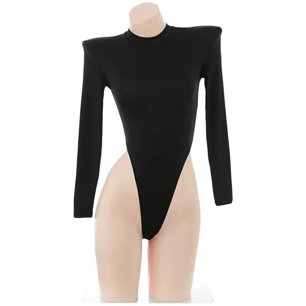 

XXOO Новинка: Эротический сексуальный женский черный облегающий комбинезон с длинными рукавами, униформа, костюм для косплея с веревкой для тяги