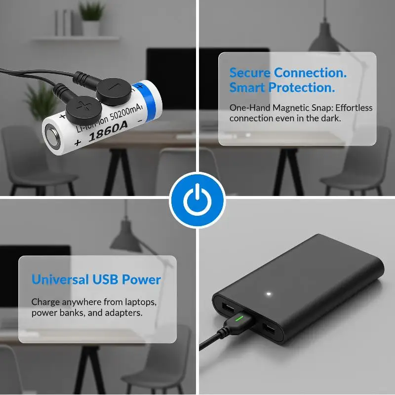 1Pc Magnetic Lithium Battery Charger Universal USB Battery Charging Cable 3.7V 4.2V USB Magnetic Charger