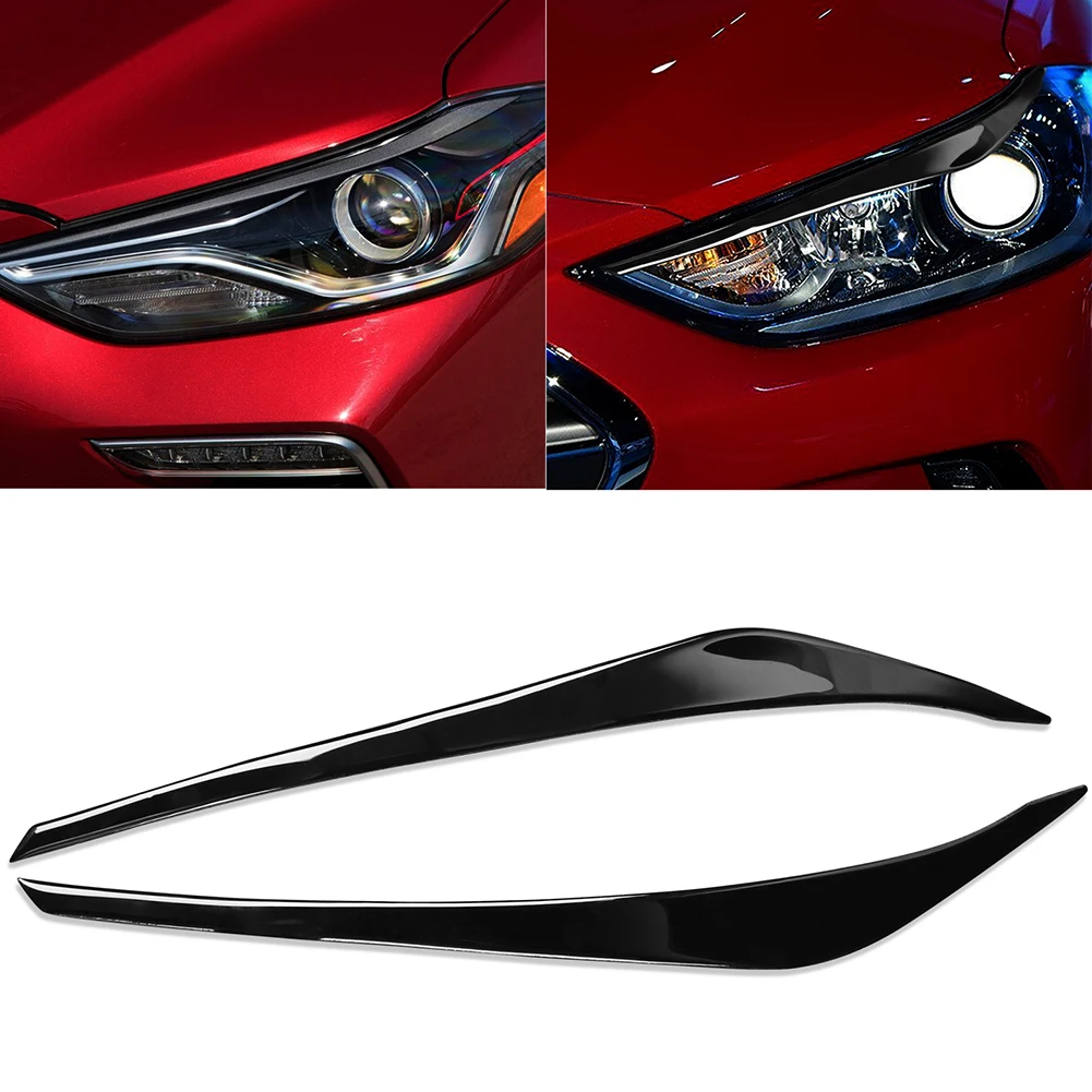 For Hyundai Elantra 2016-2018 Eyelids Headlight Eyebrows Trim Glossy Black Car Headlight Decoration Modification Accessories