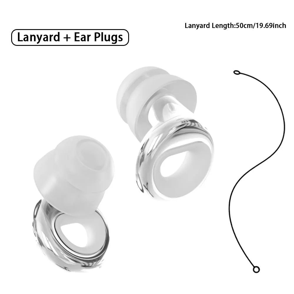 Double-Layer Silicone Earplugs with Silicone Lanyard for Swimming - Water And Noise Barrier Construct Silent Environment