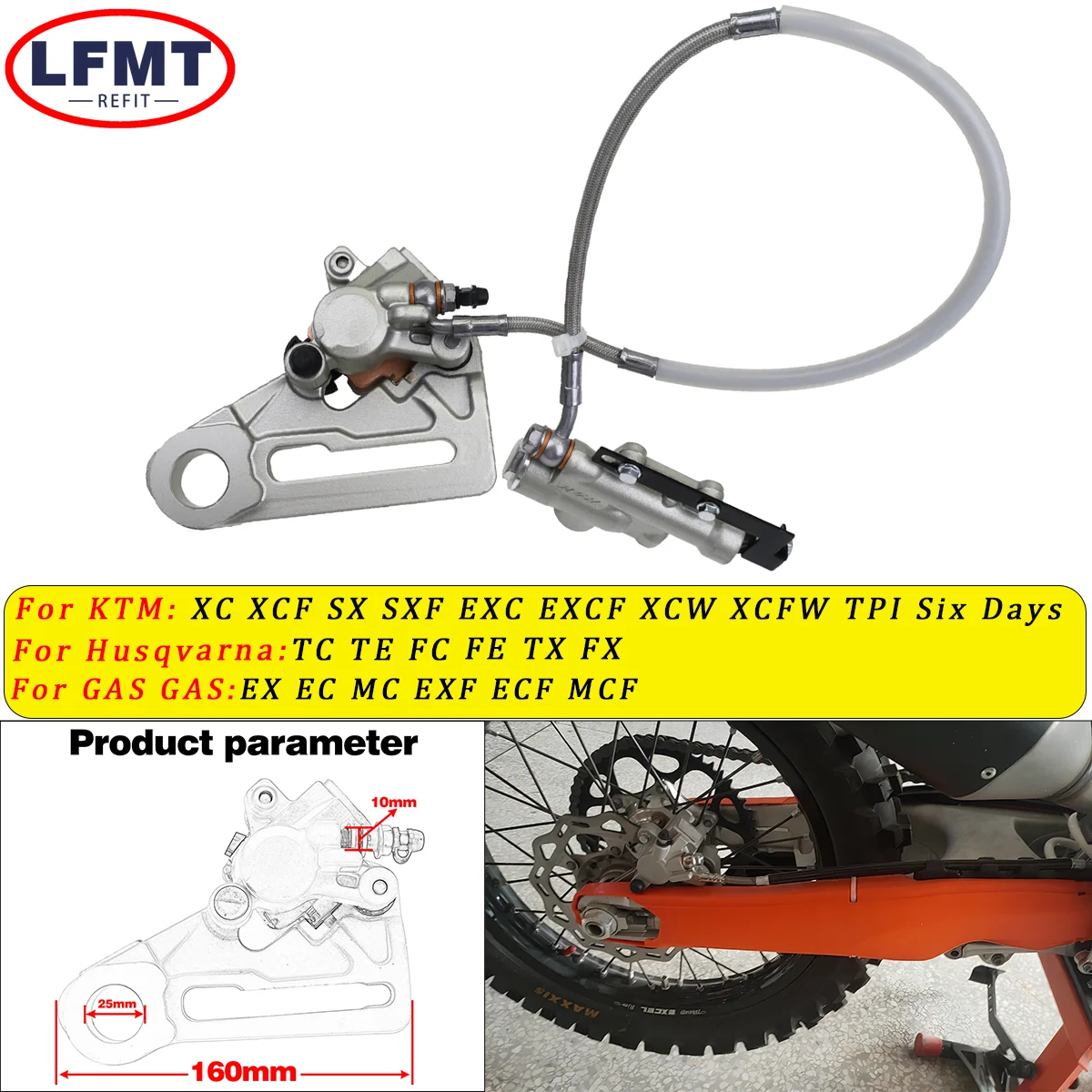 

Motorcycle Rear Brake Pump Assembly Brake Caliper For KTM EXC EXCF XC XCF XCW SX SXF For Husqvarna TC FC TE FE TX FX 2004-2024