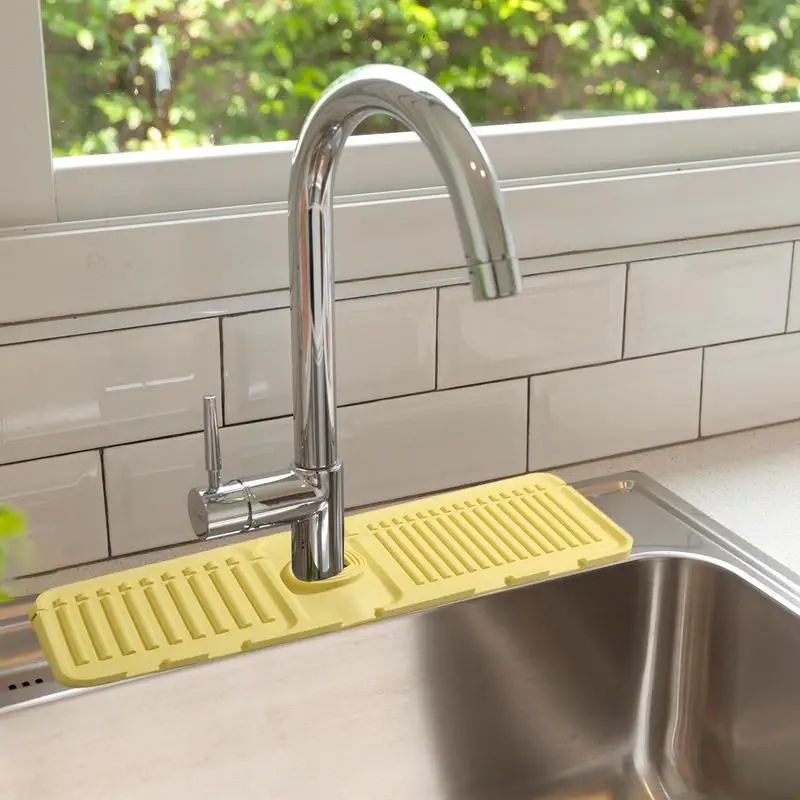 Silicone Sink Faucet Pad Silicone Water Catcher Mat Sponge Holder Mat Kitchen Gadgets Sink Accessories Sink Splash Mat For