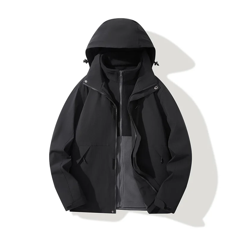 Autumn Winter Outdoor Men's Cold Warm Three in One Fleece Cotton Clothing Sports Leisure Windproof and Breathable Assault Suit