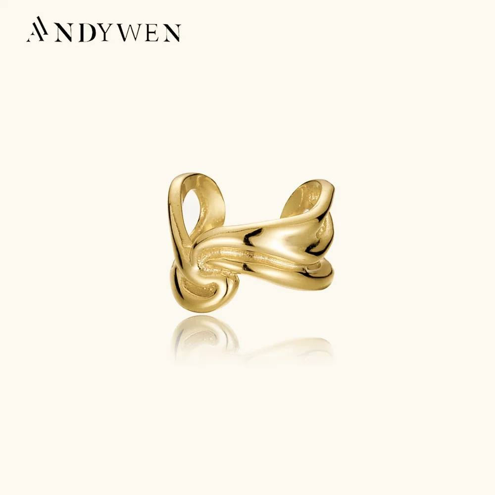 

ANDYWEN, новинка, раньше, геометрические нестандартные серьги-каффы, зажимы для пирсинга в стиле рок, панк, изящные украшения