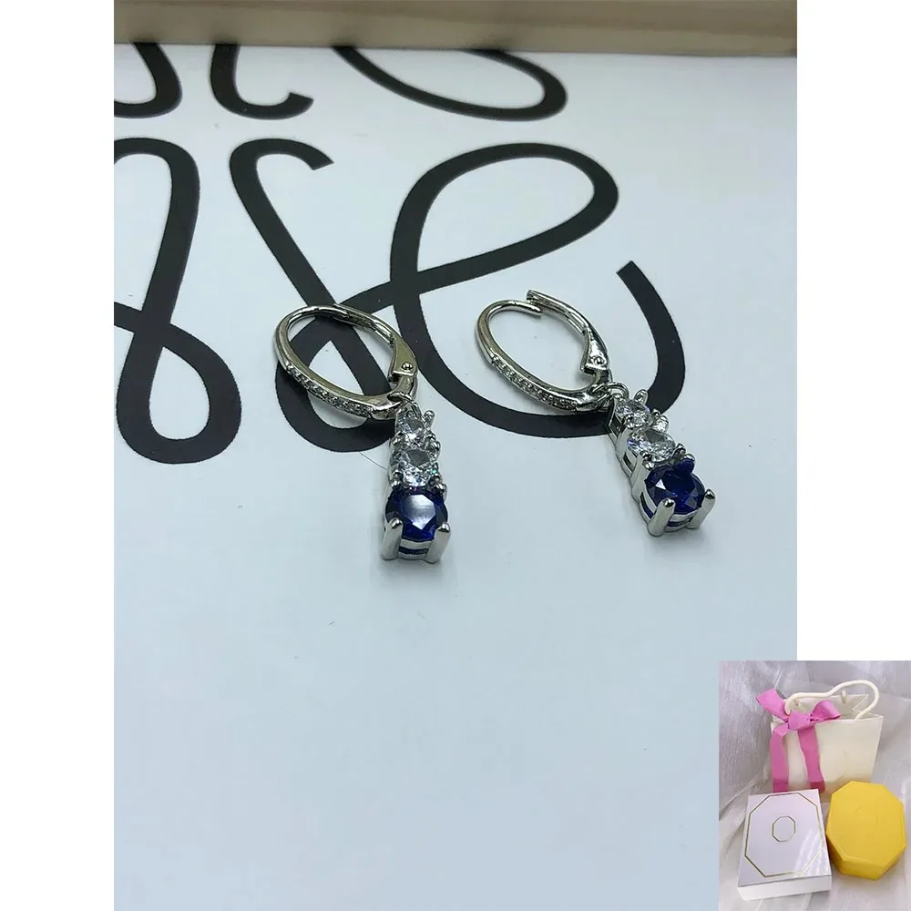 

New hot selling teardrop shaped earrings with blue gemstones, charming women's romantic jewelry, holiday gifts