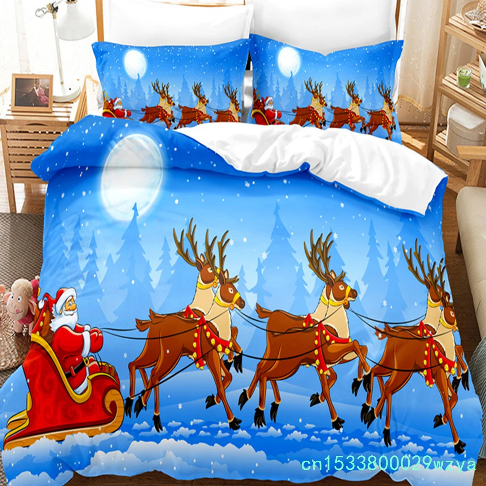 Deer Pull Cart Bedding Set Duvet Cover Set 3d Bedding Digital Printing Bed Linen Queen Size Bedding Set Fashion Design