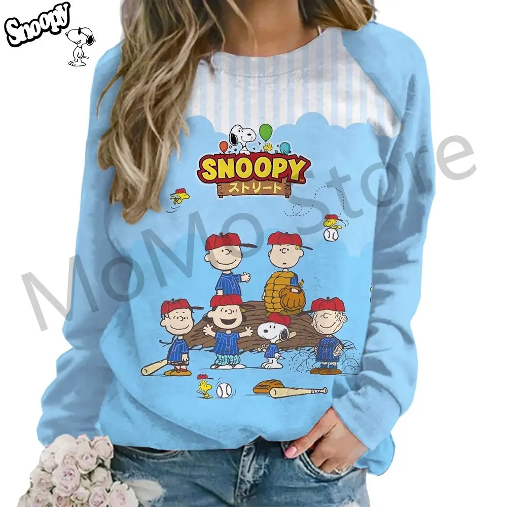 Snoopy Women\'s Long Sleeve Sweatshirts O Neck Pullovers Leisure 2024 3D Print Y2k Streetwear Kawaii Clothes High Quality Lovely