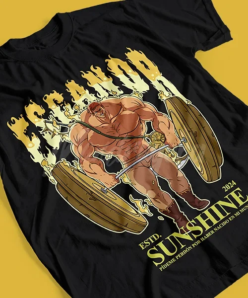 T-shirt pour Anime Nanatsu no Taizai Escanor GYM Leon del Sol y El Poder del Orgullo