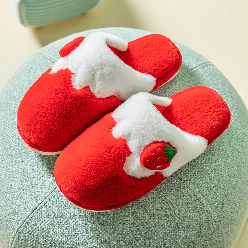 Autumn and winter cute three-dimensional fruit plush slippers home indoor floor warm cotton slippers