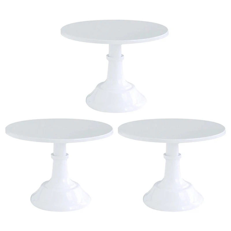 

3X Metal Iron Cake Stand Round Pedestal Dessert Holder Cupcake Display Rack Bakeware White Wedding Party Decoration