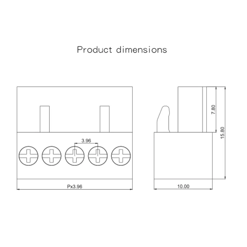 10 Uds HT396K 3,96 MM - 2P 3P 4P 5P 6P 7P 8P 9P 10P 12P bloque de terminales de conector enchufable paso de 3,96mm