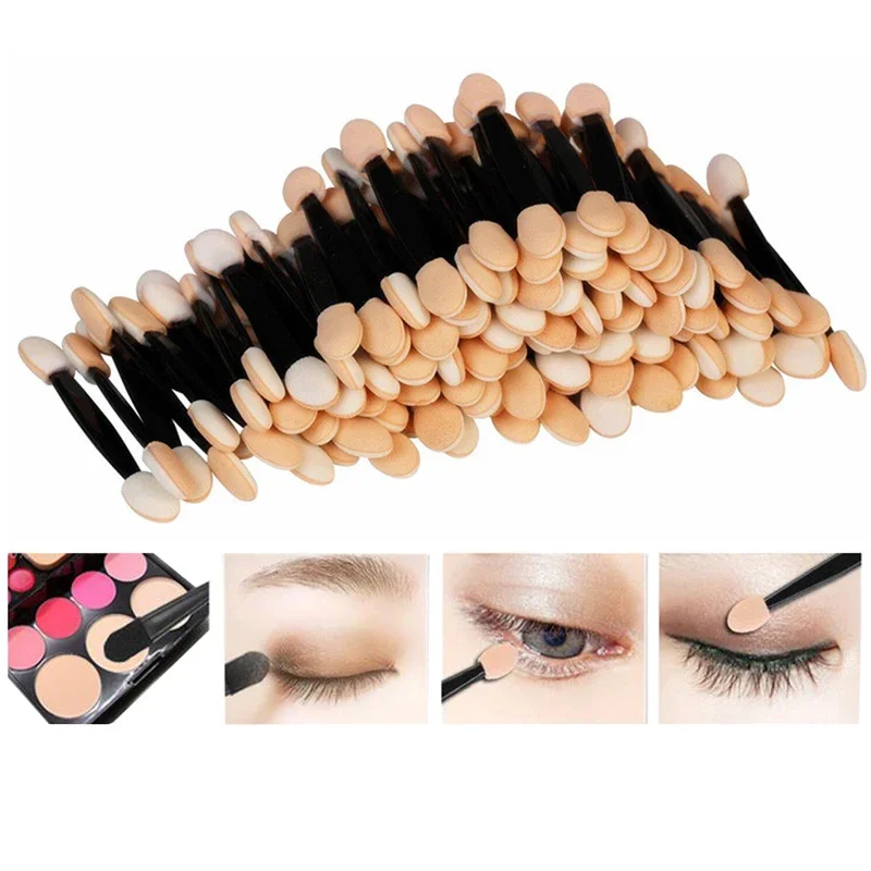 10/30/50/100pc escova de sombra descartável dupla face esponja conjuntos de náilon compõem pincéis de sombra de olho para aplicador cosmético maquiagem