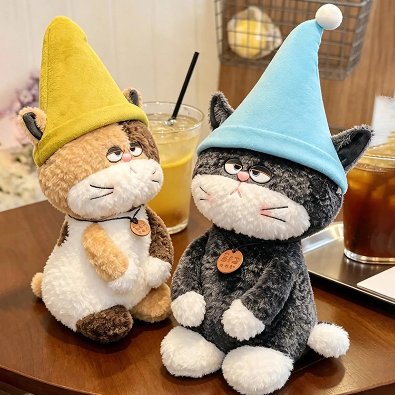 Stuffed Cat Plush 11.8 Inch Cute Cuddly Realistic Home Decoration Cat Plush Throw Pillow for Bedroom Living Room Couch Car Bed