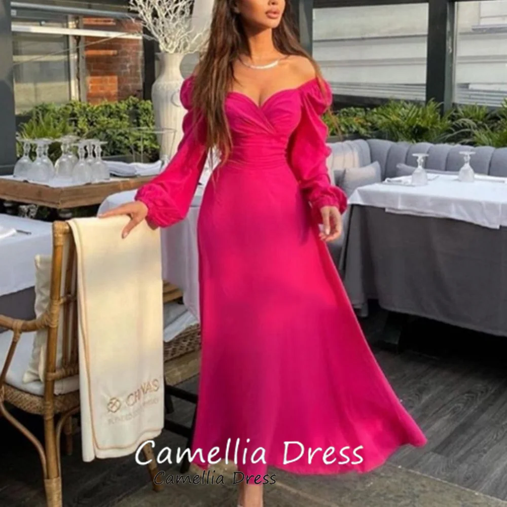 Camellia Elegant Evening Dresses A Line Off The Shoulder Gowns Sweetheart Neck New Arrival Prom Dress فساتين سهرة