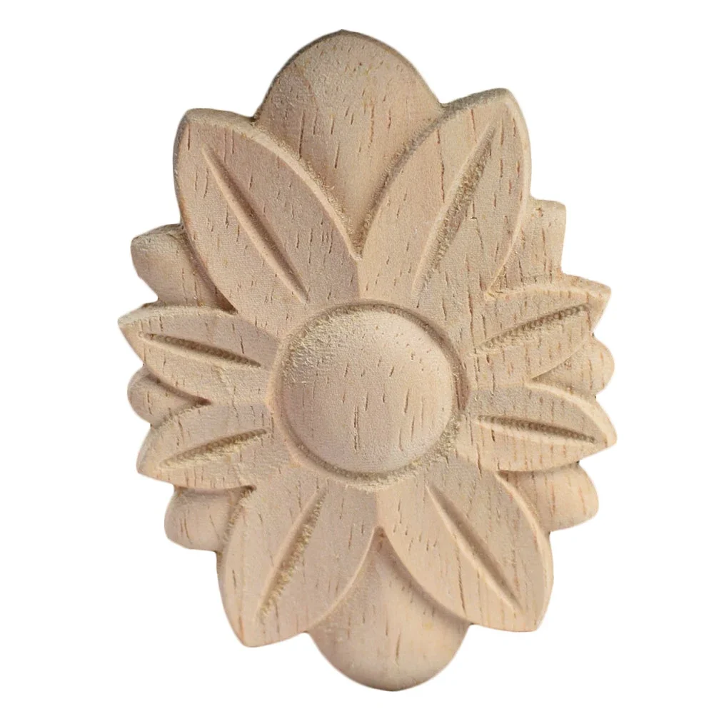 5PCS Unpainted Wood Carved Applique Beautiful Carving Decal Garden Fence for Home Furniture Wall Door Frame Cabinet Decor