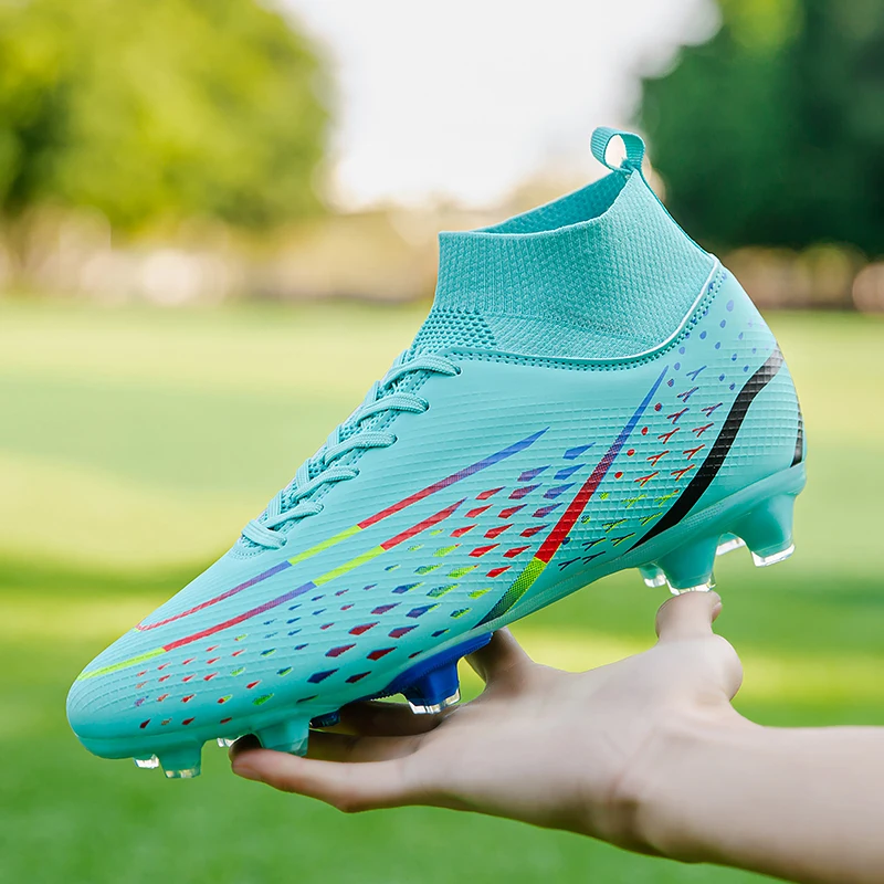 High Ankle Breathable Men's Soccer Shoes TF/FG Outdoor Professional Training Football Boots Non-Slip Lightweight Soccer Boots