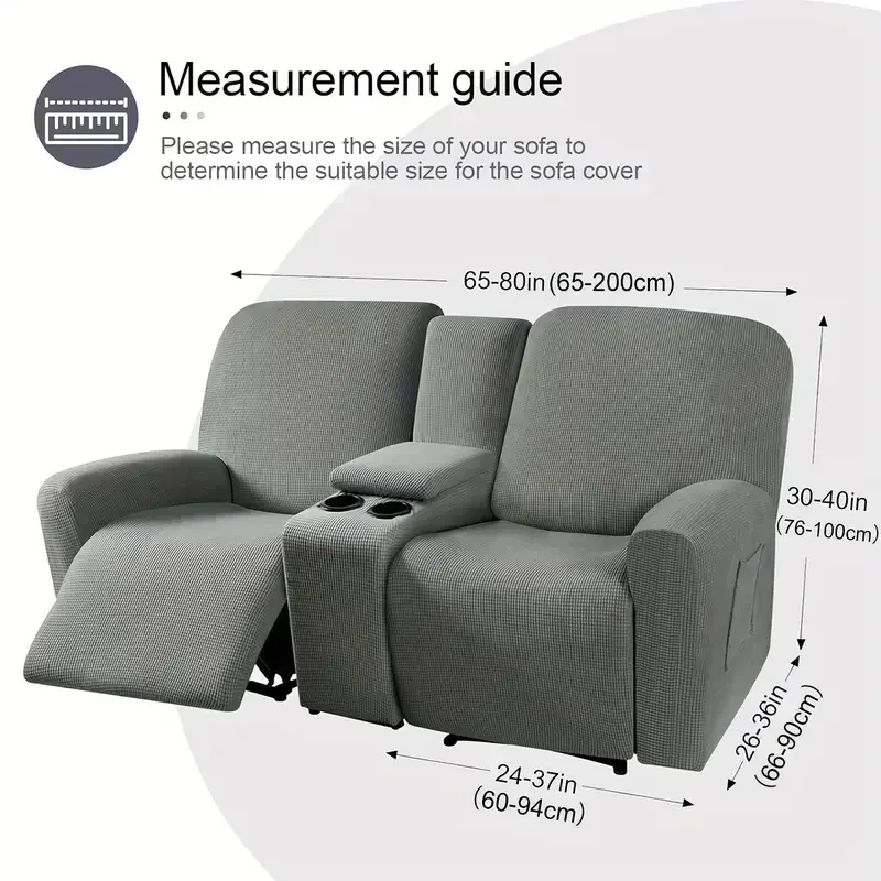 Stretch Loveseat Recliner Covers with Console 2 Seater Polar Fleece Reclining Couch Covers Furniture Protector Washable Home