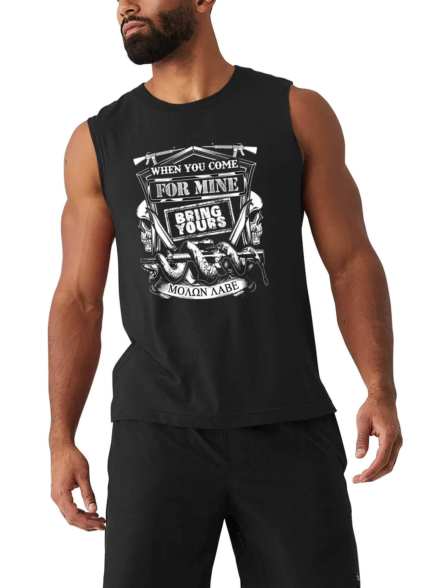 Retro Molon Labe Gun Rights Pro 2nd Amendment Tanktop 100% Cotton O-Neck Summer Casual Mens Vests Sleeveless T-shirt Streetwear