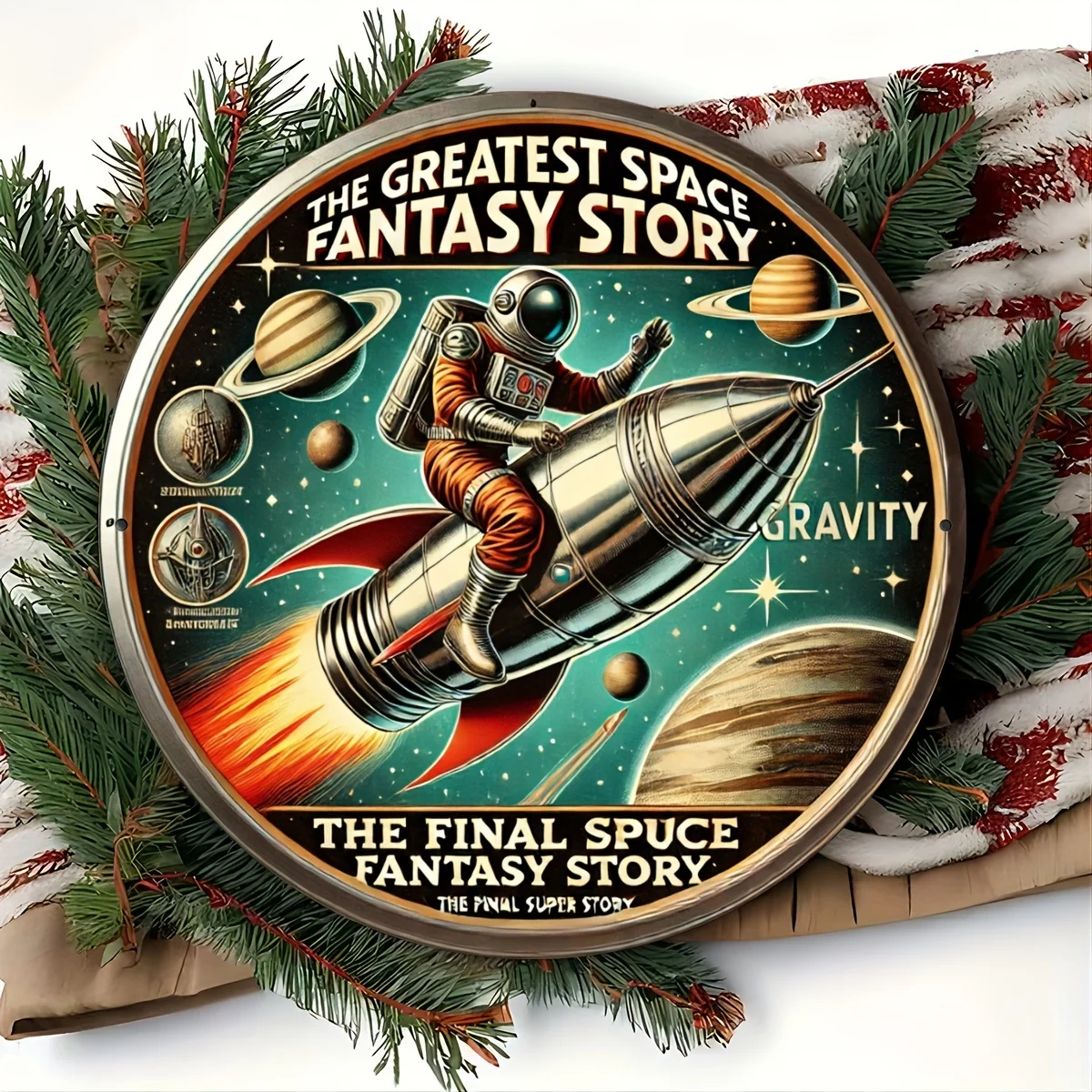 1pc Retro Aluminum Space-Themed Foil Carving Plaque, Durable Wall & Window Hanging Decor for Home, Bar, Kitchen, Garden,