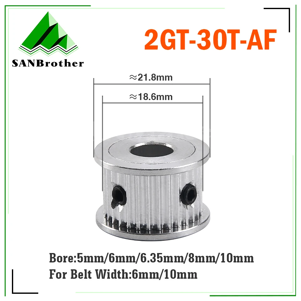 GT2 2GT 30 Teeth Idler Timing Pulley AF Type Bore 4/5/6/6.35/7/8/12/14mm for 6/10mm timing Belt Used In Linear 3D Printer Parts