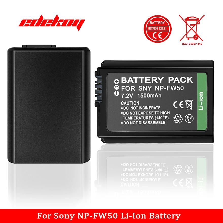 NP-FW50 Battery for SonyAlpha A7 A7II A7R A7S A7RII A7SII DSC-RX10 NEX-3N SLT-A33 A37 A55V -1200mAh Li-ion Replacement Battery