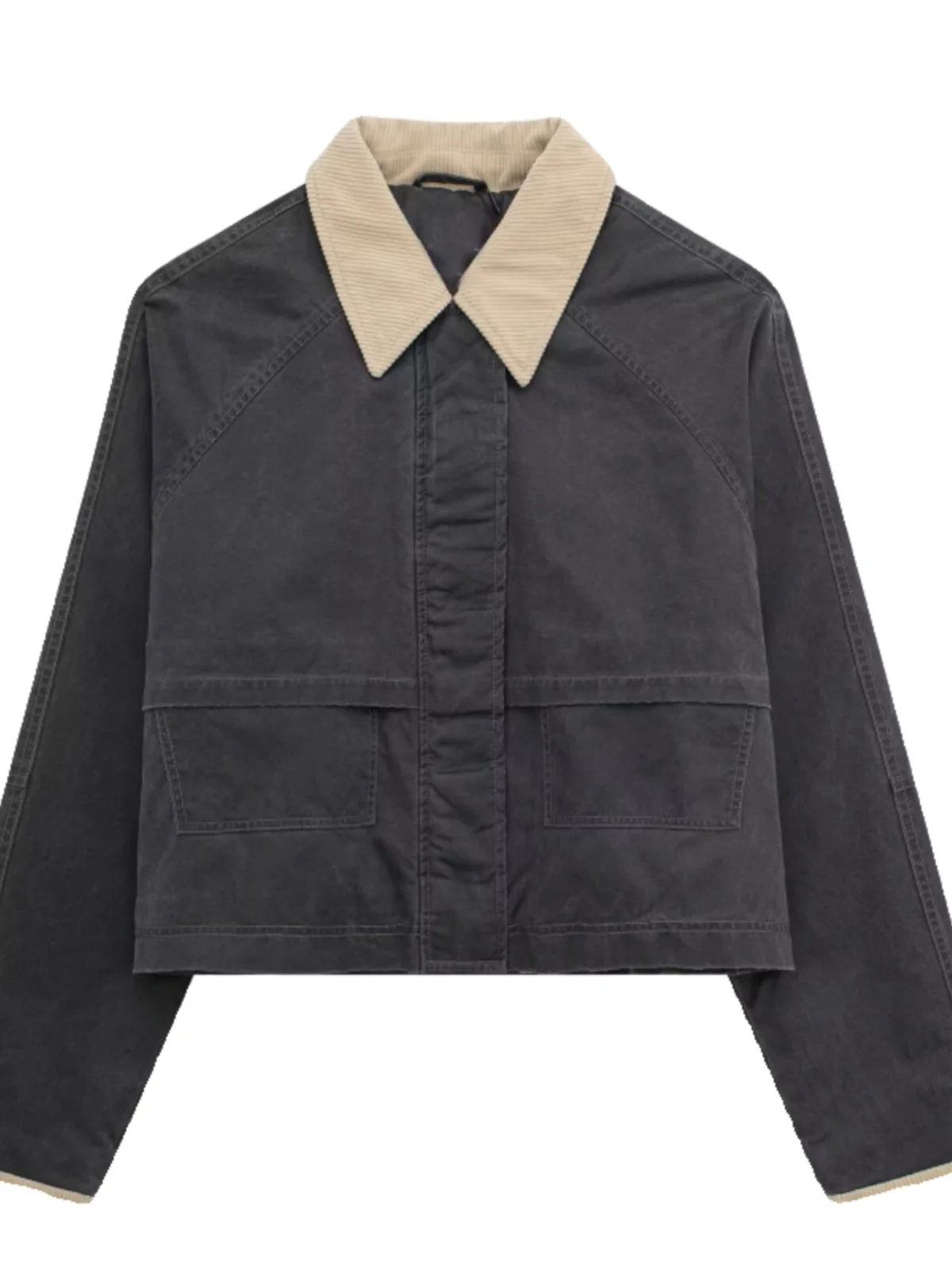 Sli Gewachstes Leder Jaet Damen Frühling Neue Kragenfarbe Blo Oberbekleidung Trendy Street Sle Normale Länge Lose Passform
