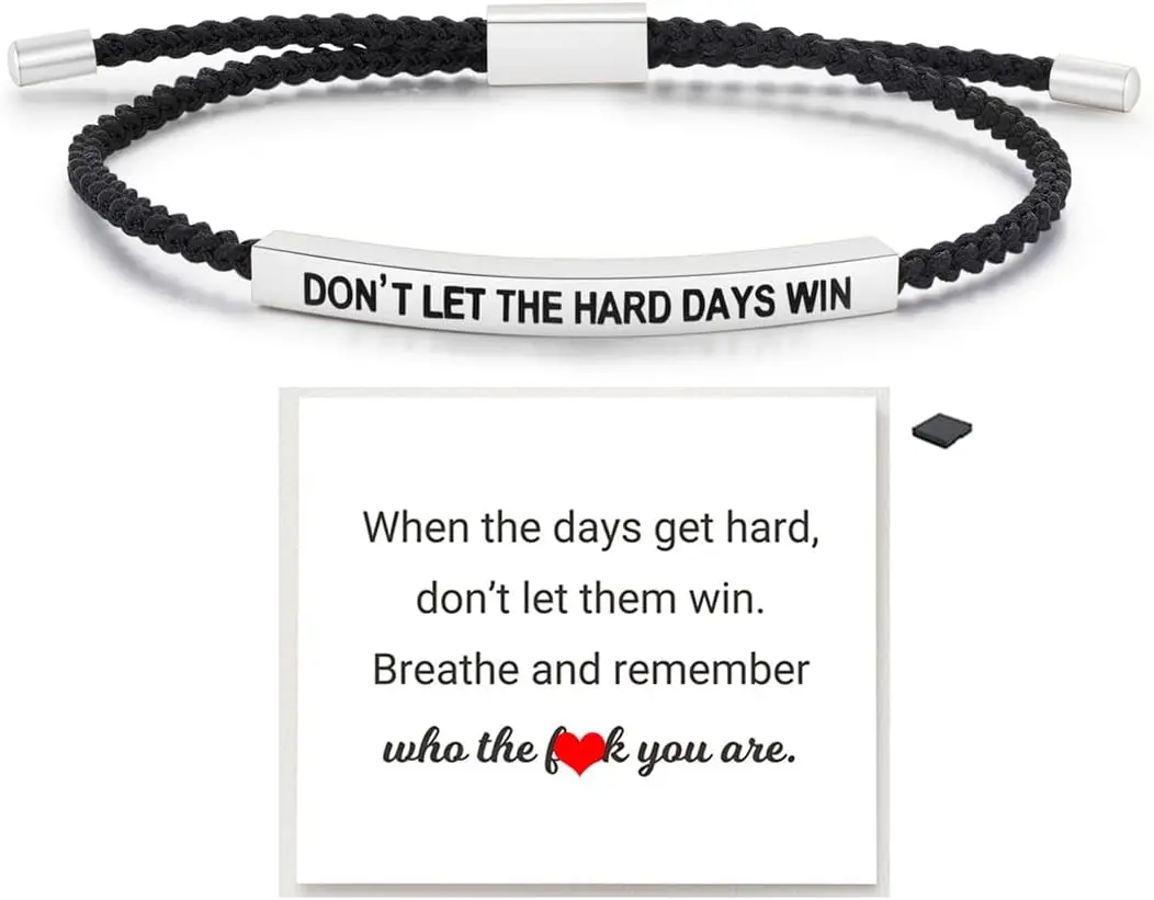 

Remember Who The F You Are Motivational Tube Bracelet For Women Adjustable Hand Braided Wrap Stainless Steel To My Daughter