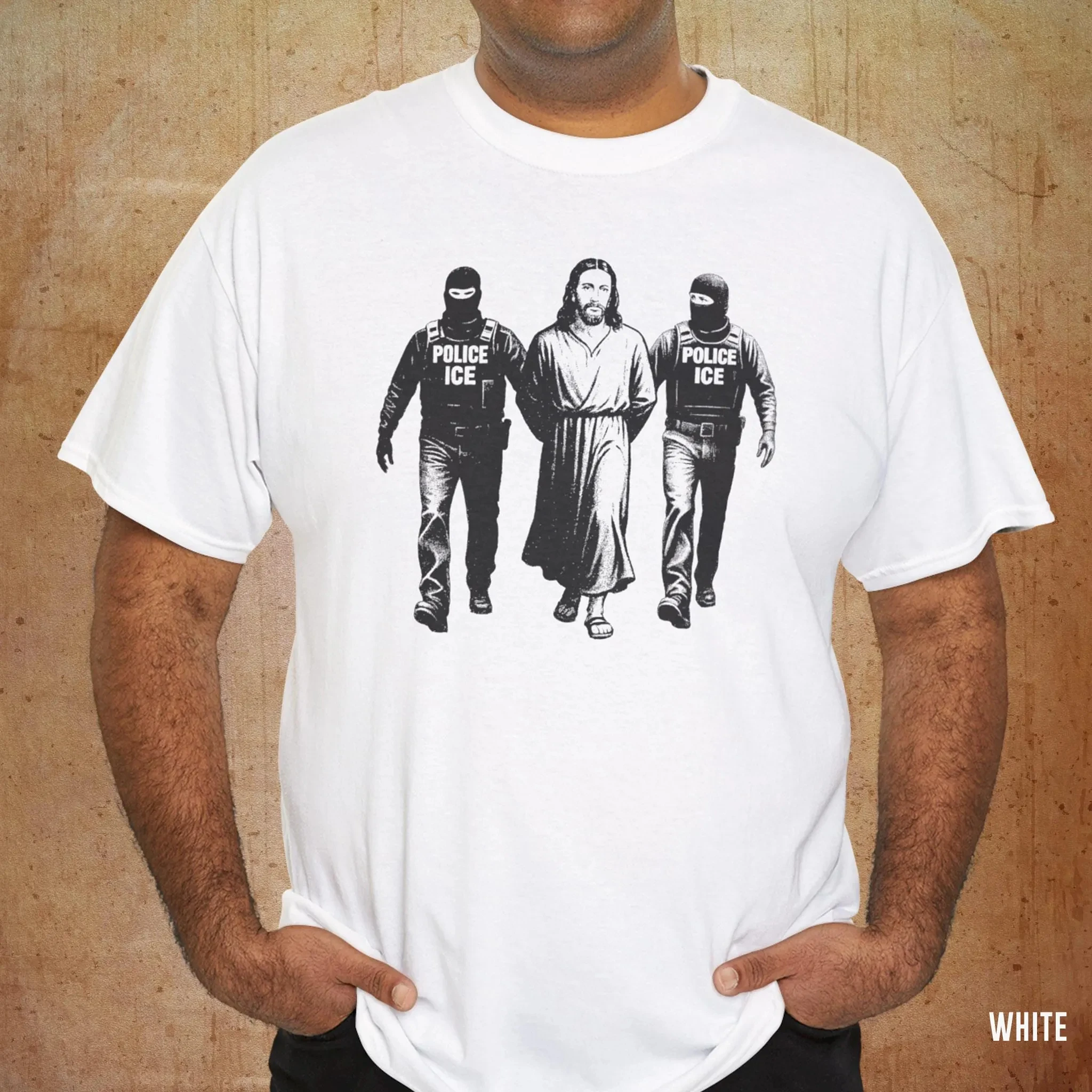 

Abolish ICE Political Satire Shirt_ Jesus Deported Parody, Immigration Protest Tee Men Clothing T Shirts My Body My Choice