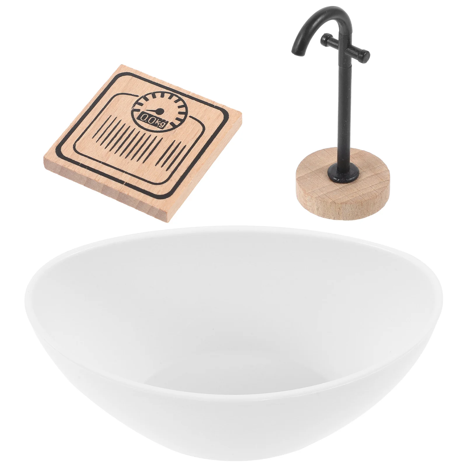 Simulation Mini Furniture Miniature Weighing Scale Bathtub Toilet Bowl Pretend Bathroom House Shower Small Wooden Toy