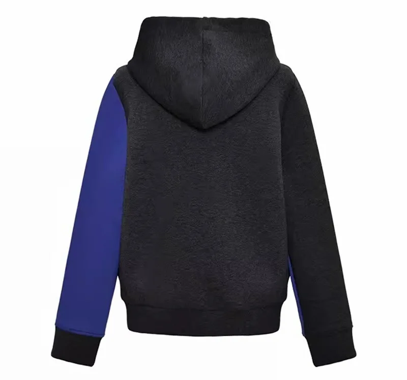 2024 new design T-shirt Women Lazy Style Sense Contrast Color Loose Hooded All-match Top