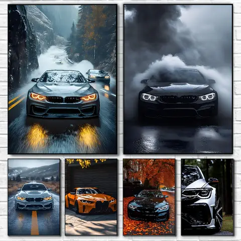 f-Famous c- Cars F80 M3 8R Poster Arte autoadesiva Adesivo di carta impermeabile Coffee House Bar Room Decorazione della parete