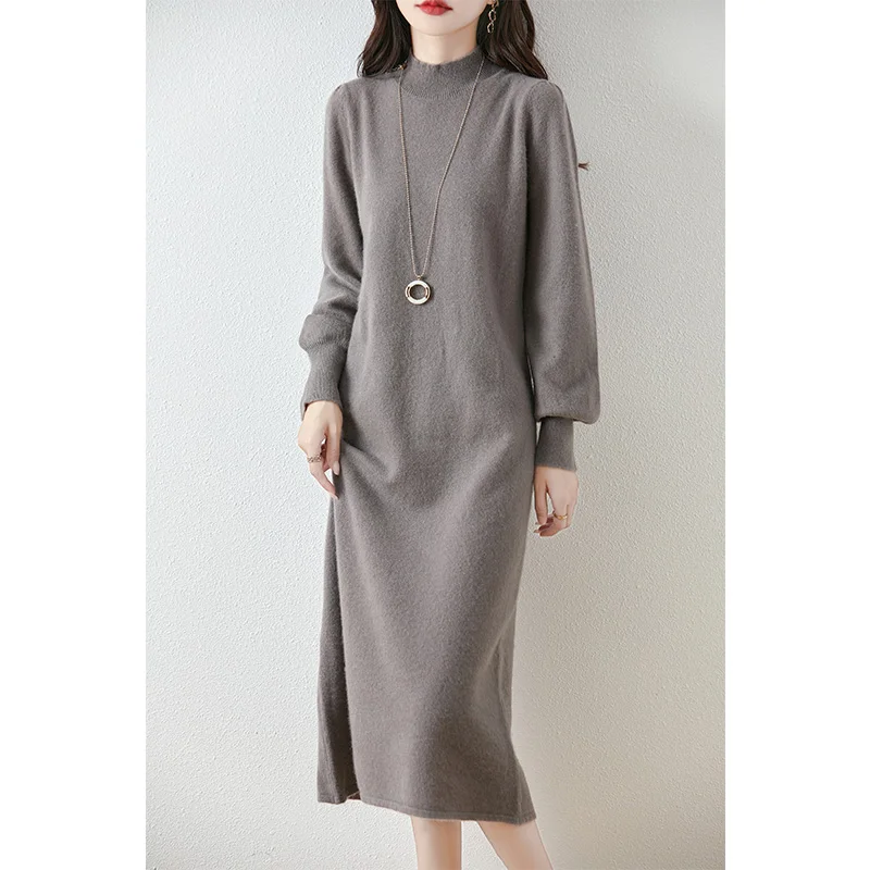 Loose Cashmere Dresses For Women 100% Wool Knitted Jumpers 2024 Autumn/Winter New Fashion Winter Long Dresses Female Pullovers