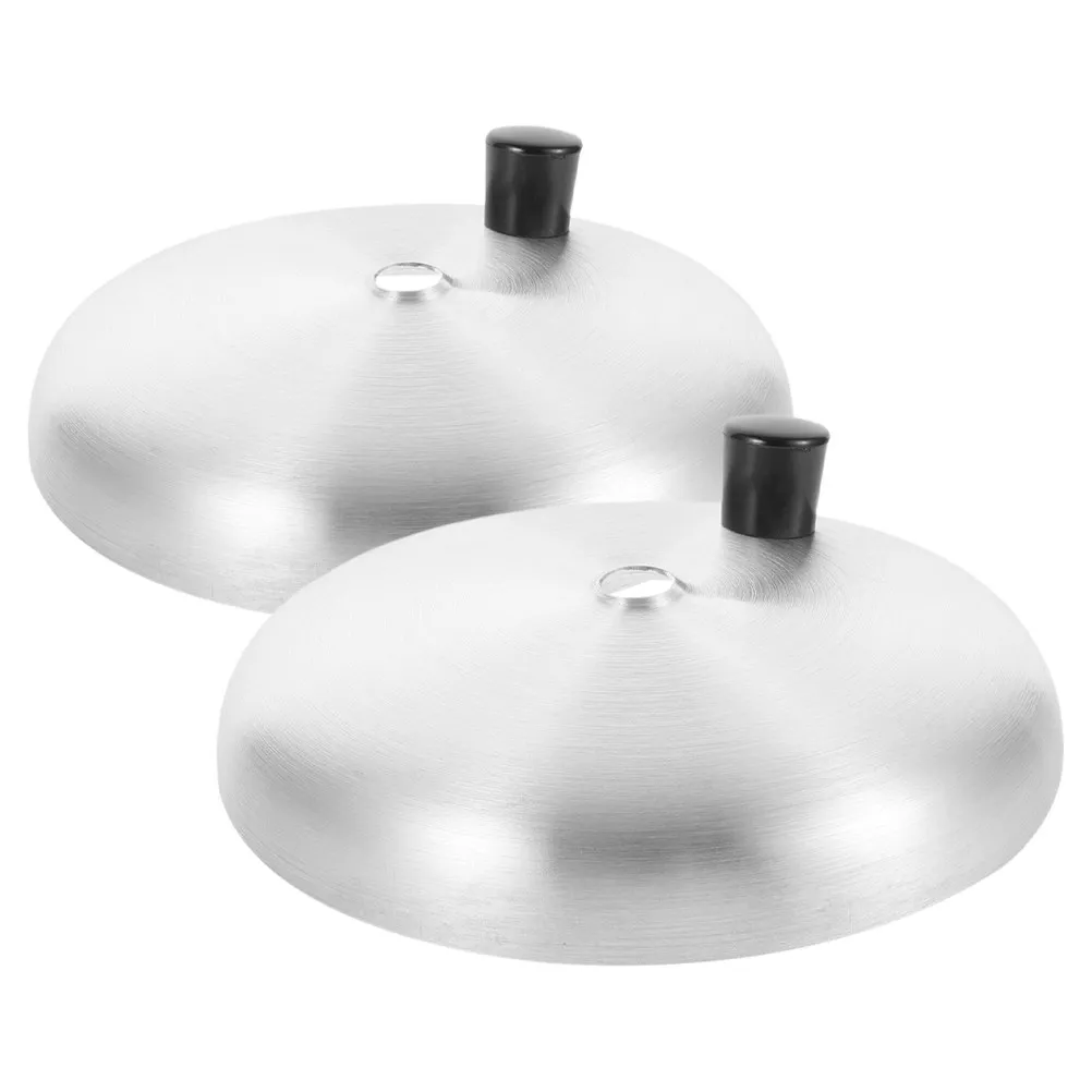 2Pcs Stainless Steel Pot Lid Set Heat Retaining Cookware Cover for Frying Pan Wok Pot High Temp Resistant