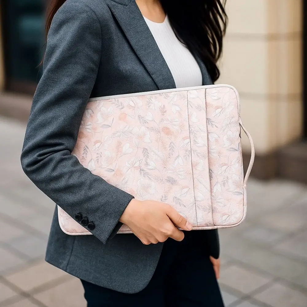 Portable Waterproof Laptop Bag Shockproof Anti Fall Briefcase Ultra Thin with Pocket Laptop Case Women