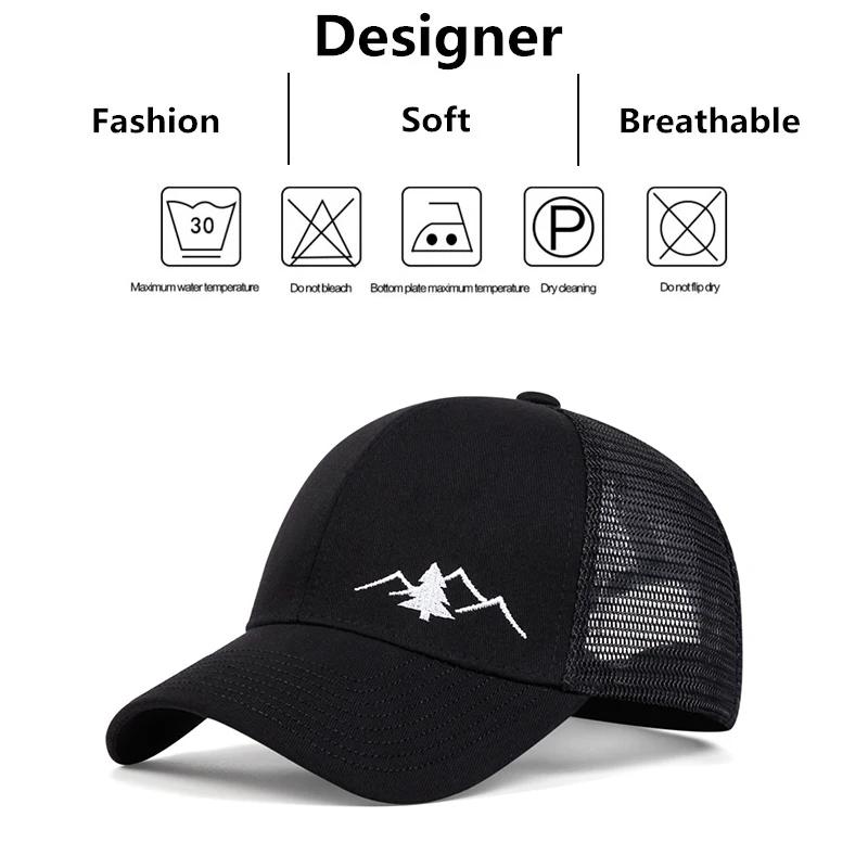 Unisex Casual Baseball Cap Sports Snapback Hat Mountain Embroidery Hip Hop Hats Summer Breathable Mesh Caps Gorras