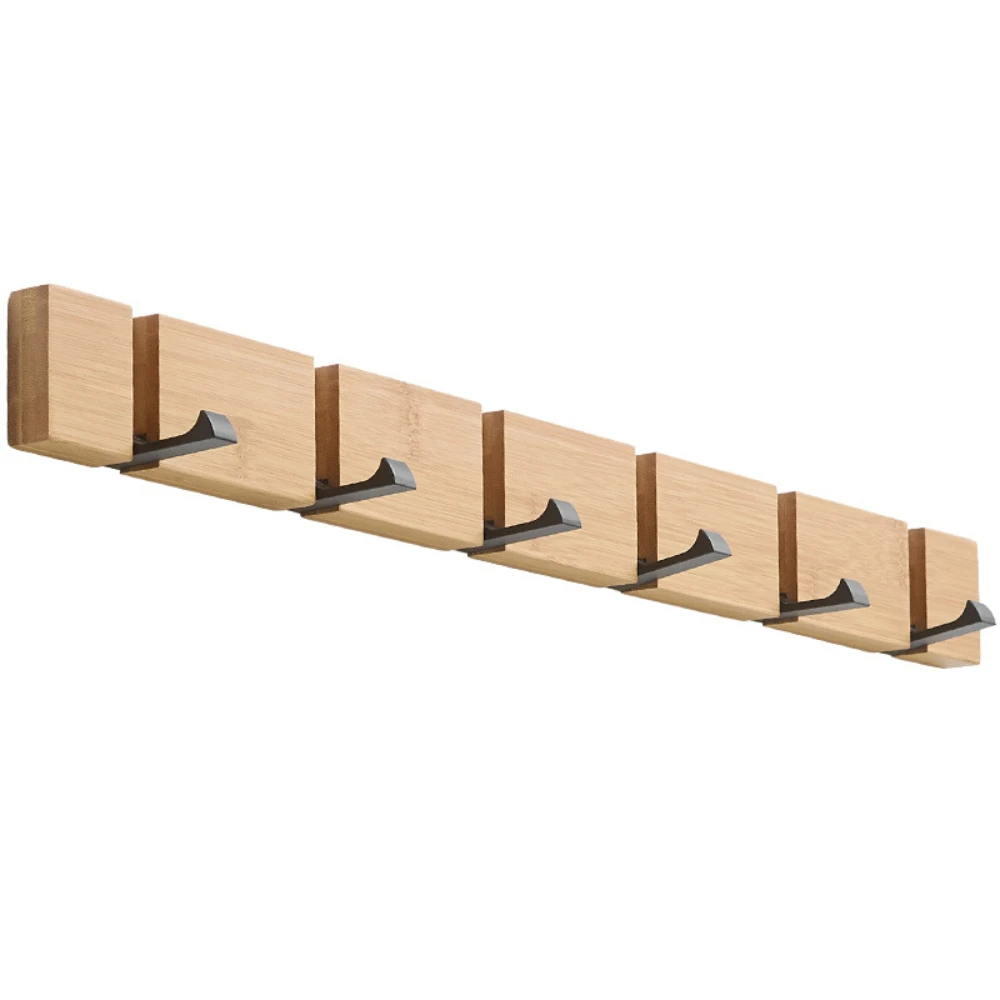 Foldable Bamboo Wall-mounted Clothes Hooks, Door Hangers, Household Coat, Towel Hook Shelf, Bathroom Hanging Rack