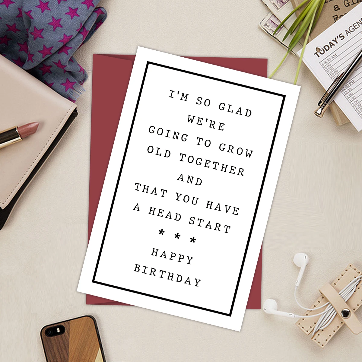 بطاقة عيد ميلاد مضحكة للزوج والصديق ، يسعدني أن نتقدم في السن معًا ، بطاقة مضحكة مع ظرف ، 1: