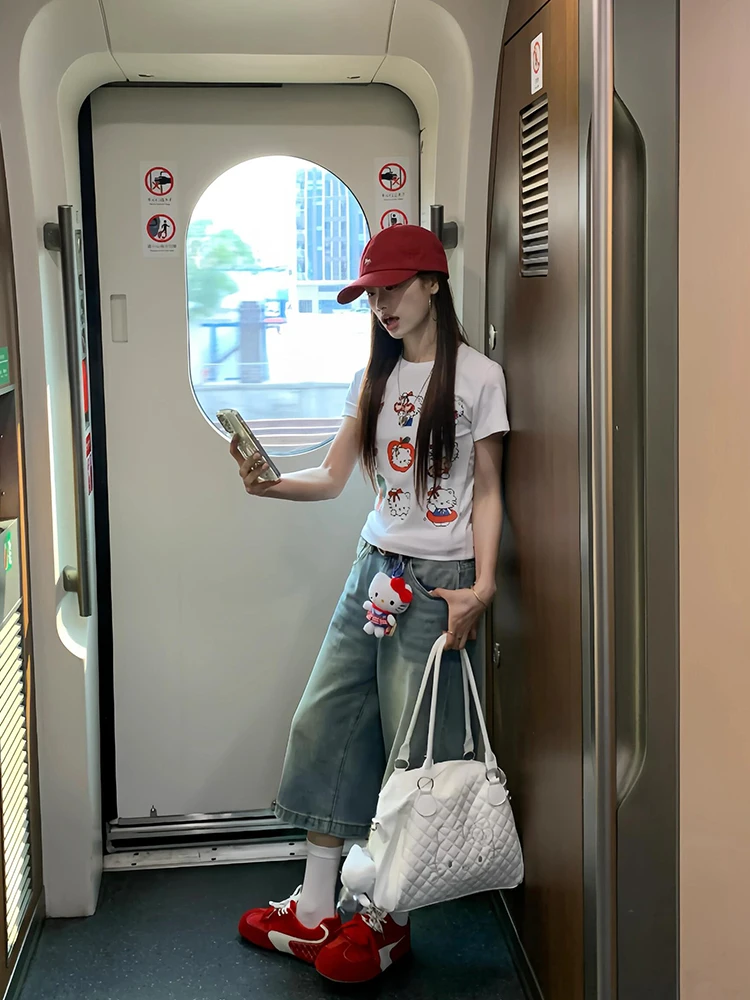 Kit américain imprimé ort Sve, T-shirt Slim Fit pour femmes, blanc, été, nouveau Sle Pure Desire, haut taille haute