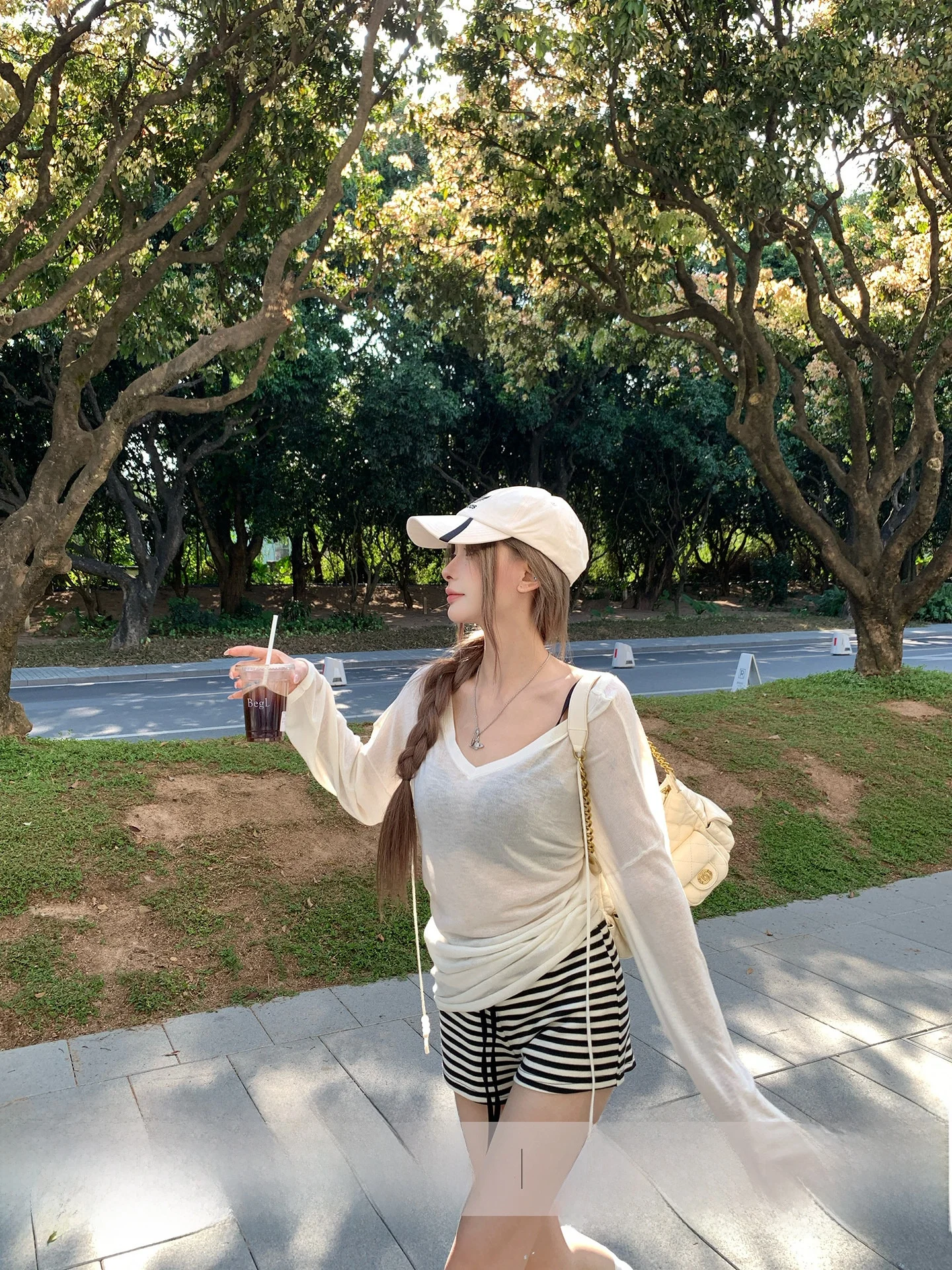 

Unique Korean Sle Long Sve T-irt Women's White Sunade Top Commute Sle Knitted Polyester Blend Regular Fit